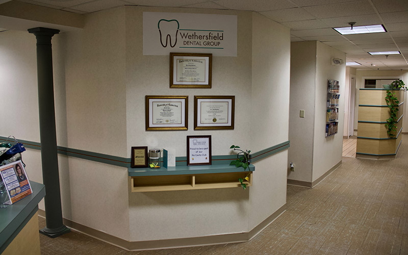 Dental certificates on wall